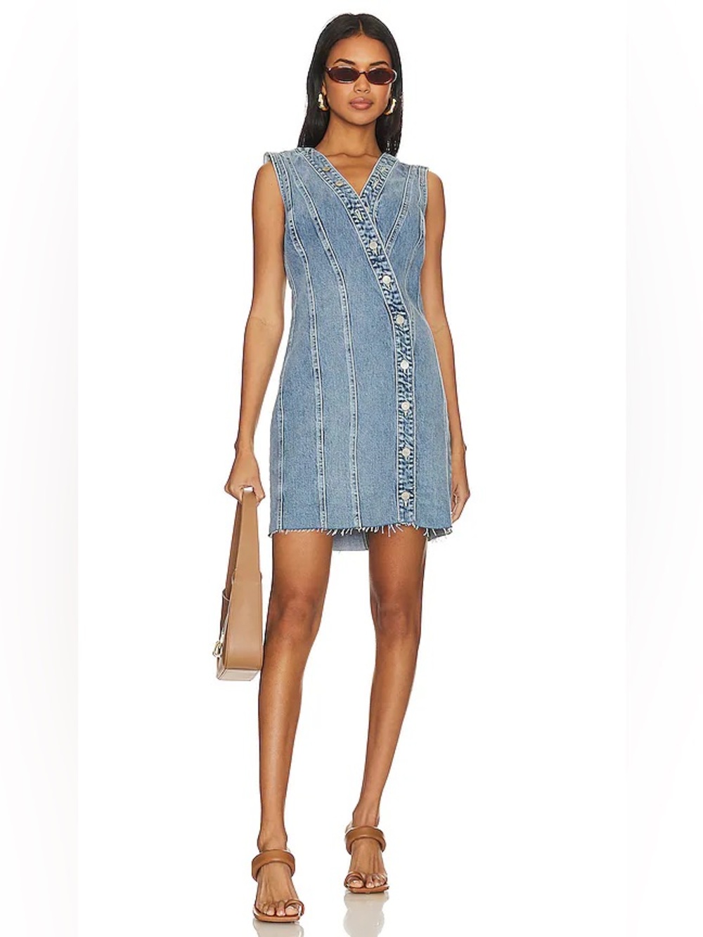 Revolve Rails Sleeveless Denim Button-Up Strand Mini Dress Cascade Color M - Picture 15 of 15